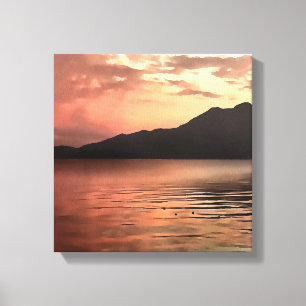Dramatische zonsondergang in het landschappelijke canvas afdruk