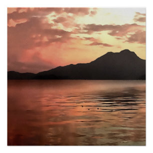 Dramatische zonsondergang in het landschappelijke  poster