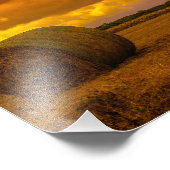 Dramatische zonsondergang over het veld foto afdruk (Hoek)