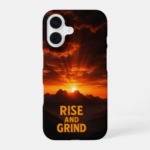 Dramatische zonsopgang op de berg 'Rise and Grind' iPhone 16 Hoesje