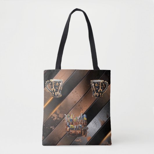Dramatische zwart en koperen gereedschap Mok Schou Tote Bag (Voorkant)