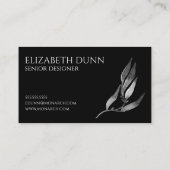 Dramatische zwart-wit bladeren ontwerper visitekaartje (Achterkant)