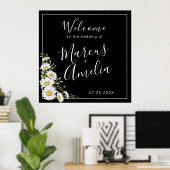 Dramatische zwart-wit madeliefjes bruiloft poster (Thuiskantoor)