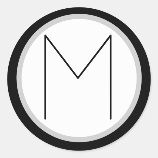 Dramatische Zwart/wit Monogrammed M Ronde Sticker (Voorkant)