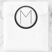 Dramatische Zwart/wit Monogrammed M Ronde Sticker (Tas)
