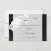 Dramatische zwart-wit orchidee matching RSVP (Achterkant)