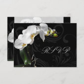 Dramatische zwart-wit orchidee matching RSVP (Voorkant / Achterkant)