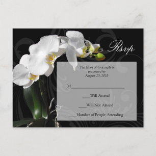 Dramatische zwart-wit orchidee RSVP-Briefkaart Uitnodiging Briefkaart