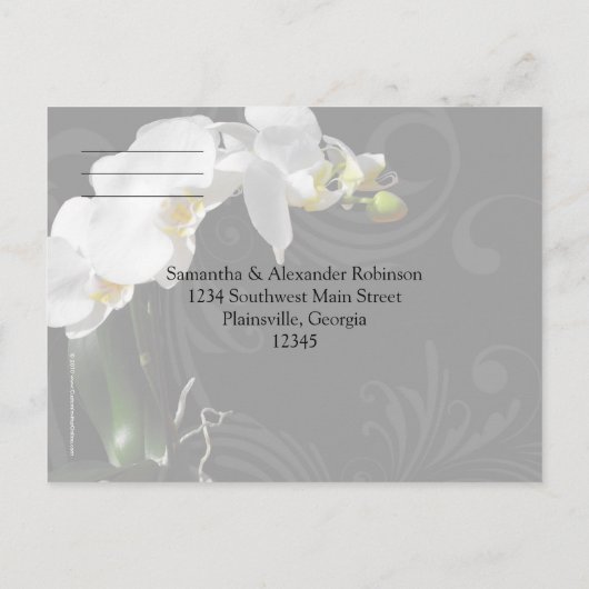 Dramatische zwart-wit orchidee RSVP-Briefkaart Uitnodiging Briefkaart (Achterkant)