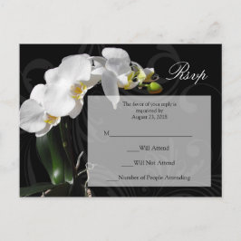 Dramatische zwart-wit orchidee RSVP-Briefkaart Uitnodiging Briefkaart