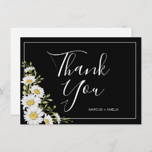 Dramatische zwart-witte madeliefjes Bedankt Flat