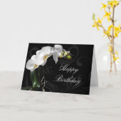 Dramatische zwart/witte orchidee aangepaste verjaa kaart (Gele Bloem)