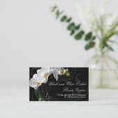 Dramatische zwart-witte orchidee bloem met swirl visitekaartje (Staand voorkant)
