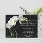 Dramatische zwarte bloemenorchidee bruiloft uitnod kaart (Staand voorkant)