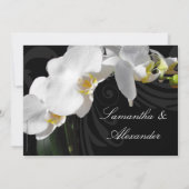 Dramatische zwarte bloemenorchidee bruiloft uitnod kaart (Achterkant)