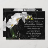 Dramatische zwarte bloemenorchidee bruiloft uitnod kaart (Voorkant / Achterkant)