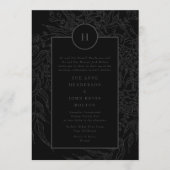 Dramatische zwarte Elegant Monogram Floral Wreator Kaart (Voorkant)