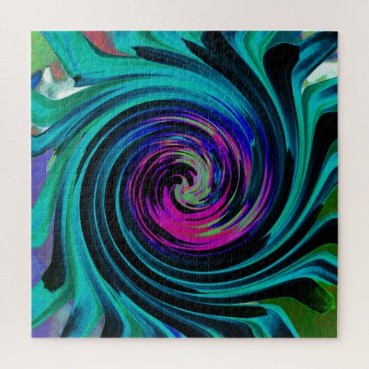 Dramatische Zwarte en Turquoise Abstracte Retro Dr Legpuzzel (Verticaal)
