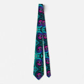 Dramatische Zwarte en Turquoise Abstracte Retro Dr Stropdas (Voorkant)
