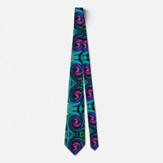 Dramatische Zwarte en Turquoise Abstracte Retro Dr Stropdas (Voorkant)