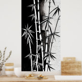 Dramatische zwarte en witte moderne bamboe poster (Keuken)