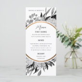 Dramatische zwarte en witte Waterverf Floral Weddi Menu (Staand voorkant)