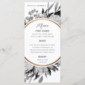 Dramatische zwarte en witte Waterverf Floral Weddi Menu (Voorkant)