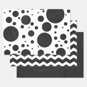 Dramatische zwarte kleurengecoördineerde patronen inpakpapier vel