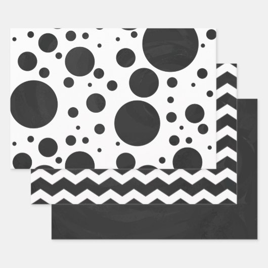 Dramatische zwarte kleurengecoördineerde patronen inpakpapier vel (Set)