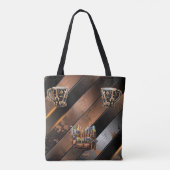 Dramatische Zwarte & Koperen Tool Mok Schouder Tot Tote Bag (Achterkant)