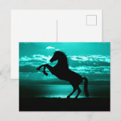 Dramatische Zwarte Paard Turquoise Lucht Vredige A Briefkaart (Voorkant / Achterkant)