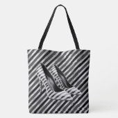 Dramatische zwarte streepschoen grote schouder Tas (Achterkant)