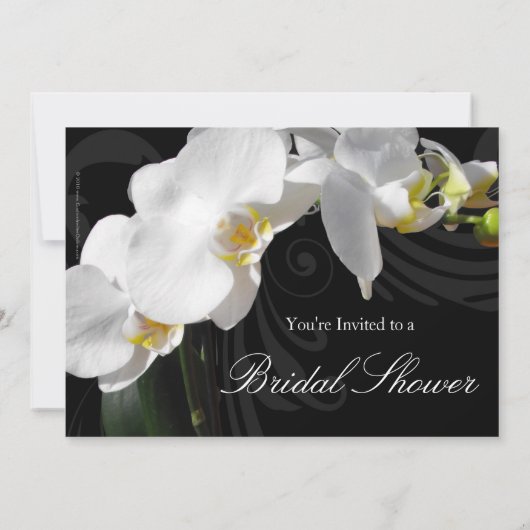 Dramatische zwarte w / orchidee bruids douche uitn kaart (Achterkant)