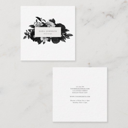 Dramatische zwarte witte herfst Klassiek ontwerp Vierkante Visitekaartje (Voorkant / Achterkant)