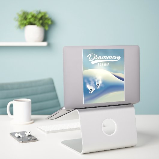 Drammen Noorwegen ski poster Sticker (Laptop op bureau)