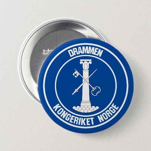 Drammen Round Emblem Ronde Button 7,6 Cm (Voorkant /achterkant)