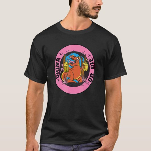 Drank Alcohol Drinken Dinosaur Bier T-shirt (Voorkant)