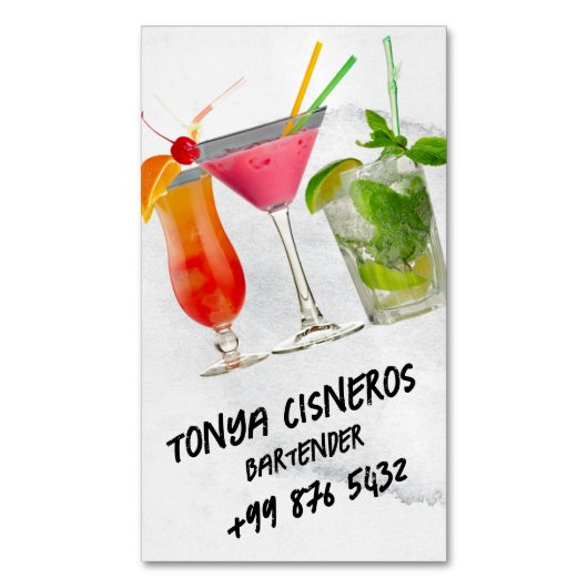 drank bartender Professional | Grijze Waterverf Magnetisch Visitekaartje (Voorkant Verticaal)