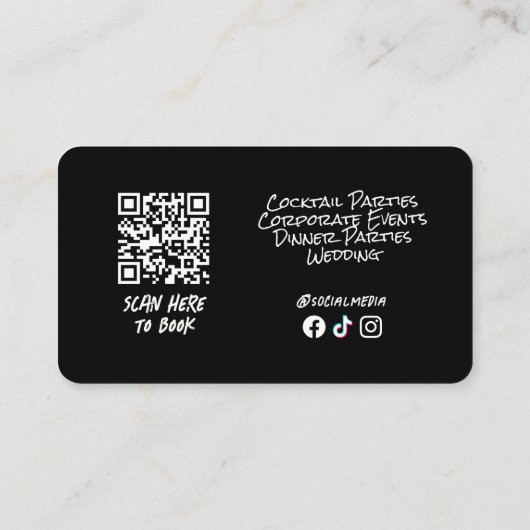 drank bartender Professional | Modern zwart Visitekaartje (Achterkant)