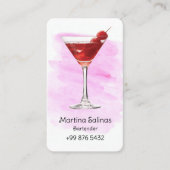 drank bartender Professional | Roze Waterverf Visitekaartje (Voorkant)
