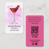 drank bartender Professional | Roze Waterverf Visitekaartje (Voorkant / Achterkant)