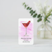 drank bartender Professional | Roze Waterverf Visitekaartje (Staand voorkant)