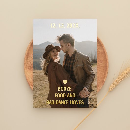 Drank Eten en Slechte Dansbewegingen Grappig Bewaa Folie Uitnodiging