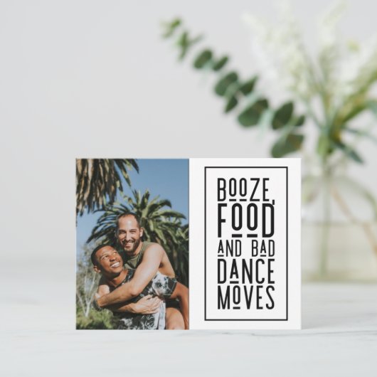 Drank, Eten, Slecht Dansen Leuk LGBT Gay Sla de Da Aankondigingskaart (Staand voorkant)