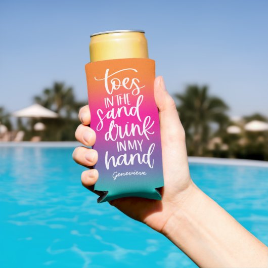 Drank in mijn Hand Mooie Tekst Ontwerp Gradiënt Seltzer Blikjeskoeler (Insitu Zwembad)
