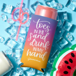 Drank in mijn Hand Mooie Typografie met Gradiënt Seltzer Blikjeskoeler