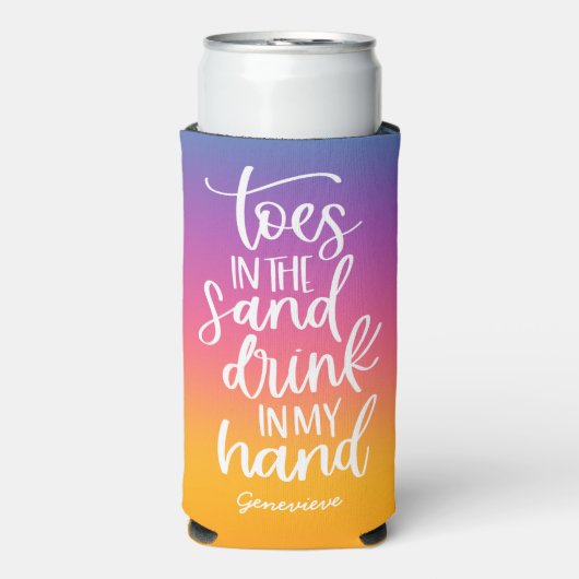 Drank in mijn Hand Mooie typografie met verloop Seltzer Blikjeskoeler (Seltzer Voorkant)
