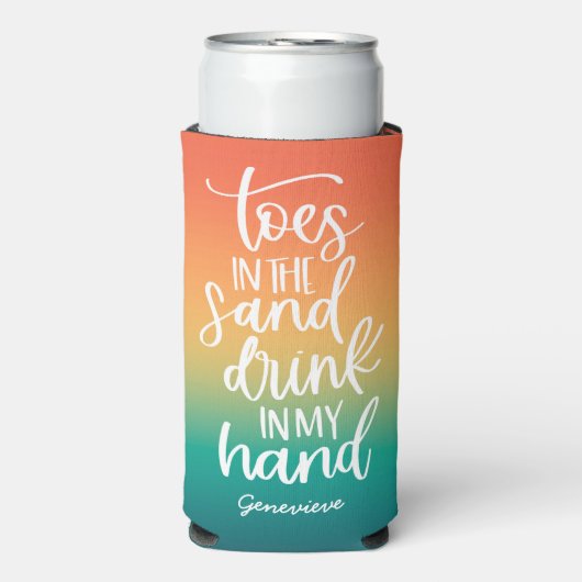 Drank in mijn Hand Mooie Typografie Retro Gradiënt Seltzer Blikjeskoeler (Seltzer Voorkant)