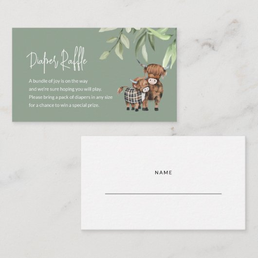 Drank Kaart Groene Koe Thema in Raffle (Voorkant / Achterkant)