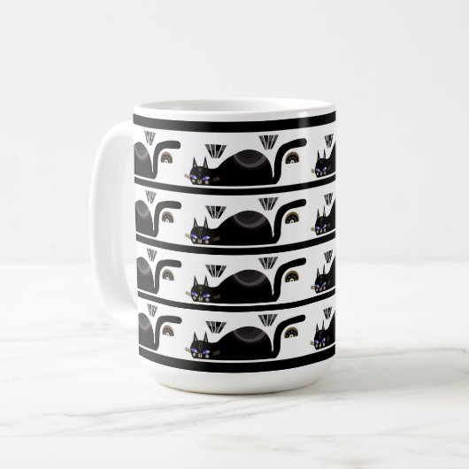 Drank met zwarte katten koffiemok (Voorkant links)